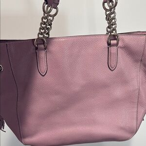 Coach Pink Leather Structured Tote with Silver Hardware